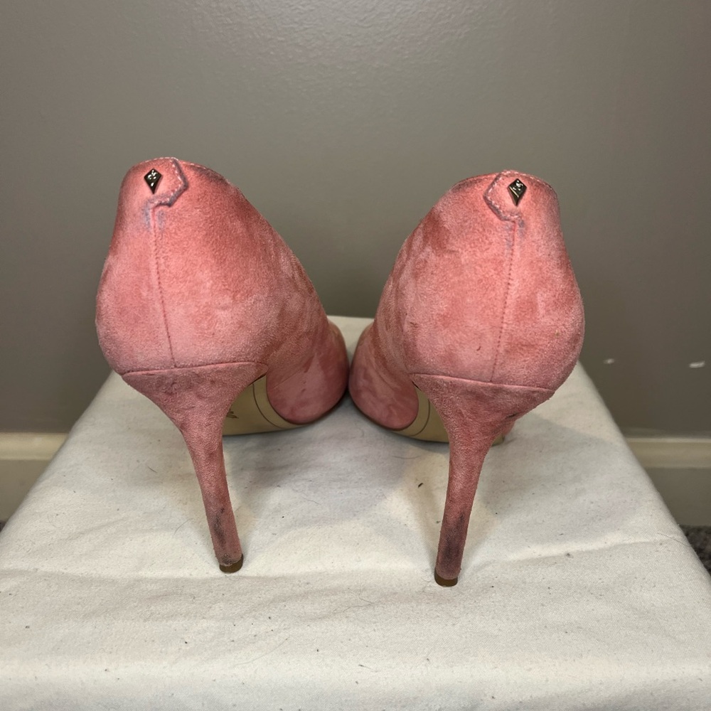 Sam Edelman Women's Pink Suede Pointed-Toe High Heels - Picture 4 of 7